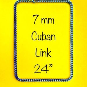 Men’s Necklace Cuban Link 7 mm X 24” Long